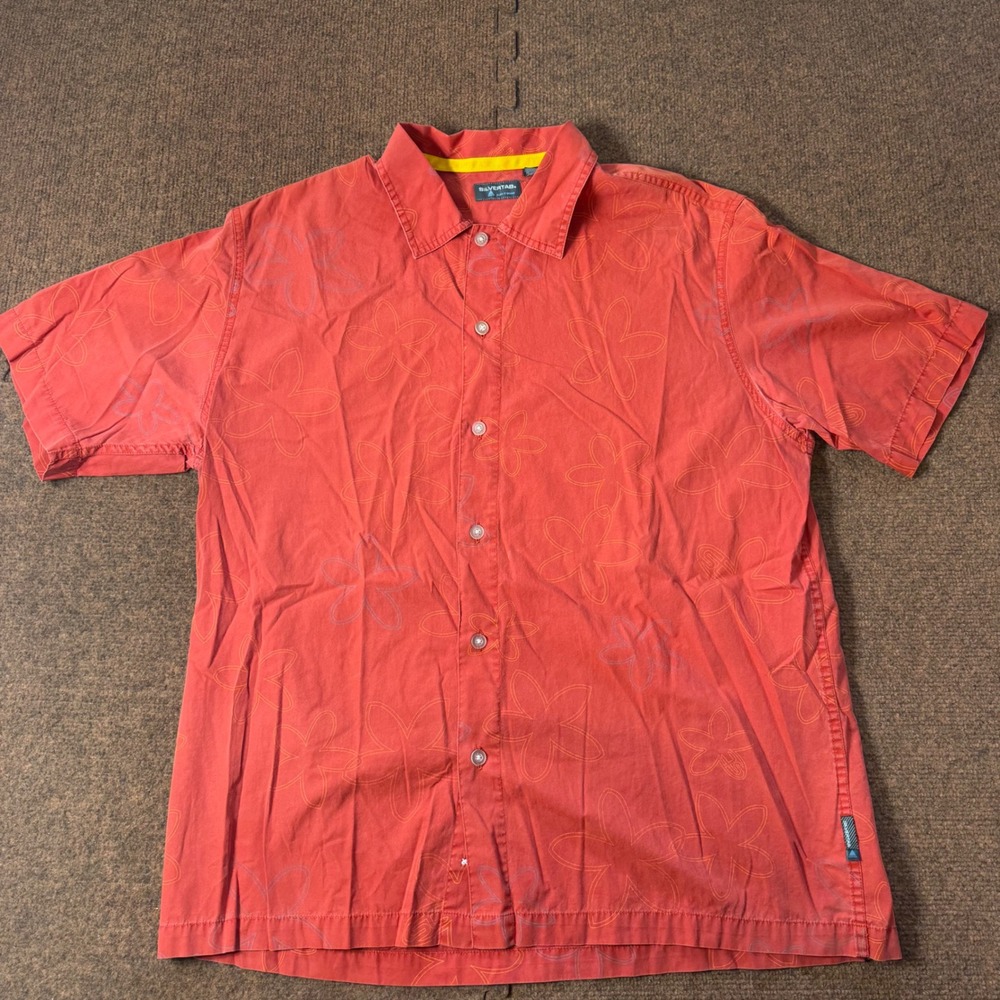 SilverTab Levi's Brand Mens Red Floral Cotton Button Up Shirt 60762-7830 Large